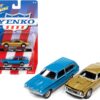 1967 Chevrolet Camaro SS Gold Metallic and 1972 Chevrolet Vega Stinger Wagon Blue “YENKO” Set of 2 Cars 1/64 Diecast Model Cars by Johnny Lightning