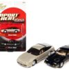 1985 Nissan 300ZX Thunder Black Body with Gold Trim and 1990 Nissan 240SX Champagne Gold Pearl with Black Stripes “Import Heat” Series Set of 2 Cars 1/64 Diecast Model Cars by Johnny Lightning