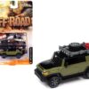 2007 Toyota FJ Cruiser “Furlough the Four-High” Olive Green with Black Hood and Top and Roof Rack “Off Road” Limited Edition to 3028 pieces Worldwide “Street Freaks” Series 1/64 Diecast Model Car by Johnny Lightning