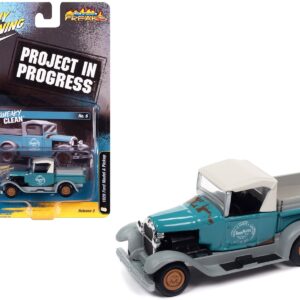 1929 Ford Model A Pickup Truck “Squeaky Clean” Aqua Blue and Primer Gray “Project in Progress” Limited Edition to 2572 pieces Worldwide “Street Freaks” Series 1/64 Diecast Model Car by Johnny Lightning