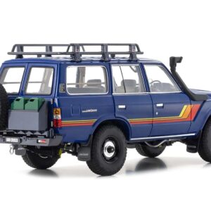 Toyota Land Cruiser 60 RHD (Right Hand Drive) Blue with Stripes and Roof Rack with Accessories 1/18 Diecast Model Car by Kyosho