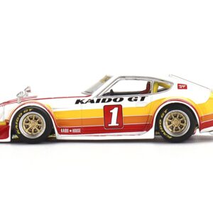 Datsun Fairlady Z Kaido GT V1 RHD (Right Hand Drive) #1 White with Stripes (Designed by Jun Imai) “Kaido House” Special 1/64 Diecast Model Car by True Scale Miniatures