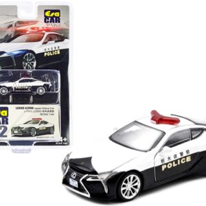 Lexus LC500 Black and White “Japan Police” with Police Officer Figurine Limited Edition to 1200 pieces 1/64 Diecast Model Car by Era Car