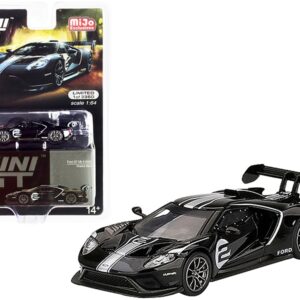 Ford GT Mk II #2 Shadow Black with Silver Stripes Limited Edition to 3360 pieces Worldwide 1/64 Diecast Model Car by True Scale Miniatures