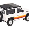 Land Rover Defender 90 Wagon White with Black Top and Stripes Limited Edition to 1800 pieces Worldwide 1/64 Diecast Model Car by True Scale Miniatures