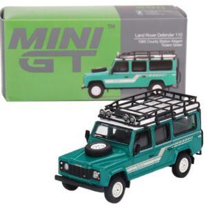 1985 Land Rover Defender 110 County Station Wagon Trident Green with Roof Rack Limited Edition to 2400 pieces Worldwide 1/64 Diecast Model Car by True Scale Miniatures