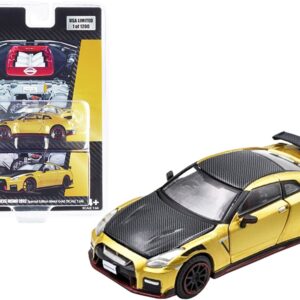 2022 Nissan GT-R (R35) Nismo RHD (Right Hand Drive) Metal Gold and Carbon “Special Edition” Limited Edition to 1200 pieces 1/64 Diecast Model Car by Era Car