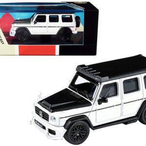 Mercedes AMG G63 Liberty Walk Wagon White with Black Hood and Top 1/64 Diecast Model Car by Paragon