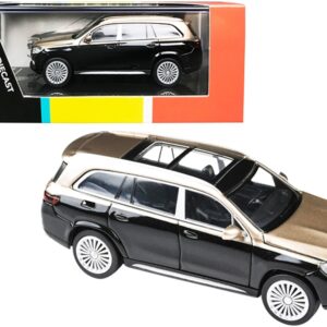 Mercedes-Maybach GLS 600 with Sunroof Kalahari Gold and Obsidian Black Metallic 1/64 Diecast Model Car by Paragon