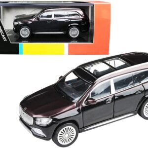 Mercedes-Maybach GLS 600 with Sunroof Rubellite Red and Obsidian Black Metallic 1/64 Diecast Model Car by Paragon