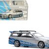 Nissan GT-R Stagea R34 RHD (Right Hand Drive) Silver Metallic with Blue Stripes 1/64 Diecast Model Car by Pop Race