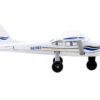 Cessna 172 Aircraft White with Blue and Yellow Stripes “N470ES” with Runway Section Diecast Model Airplane by Runway24