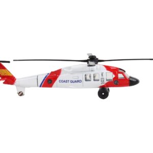 Sikorsky HH-60J Jayhawk Helicopter White and Red “United States Coast Guard” with Runway Section Diecast Model by Runway24