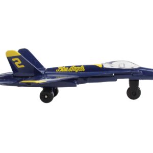 McDonnell Douglas F/A-18A Hornet Fighter Aircraft Blue “United States Navy Blue Angels #2” with Runway Section Diecast Model Airplane by Runway24