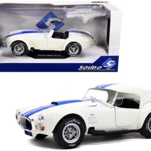 Shelby Cobra 427 S/C Convertible Wimbledon White with Blue Stripes 1/18 Diecast Model Car by Solido