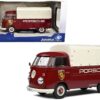 1950 Volkswagen T1 Pickup Truck with Camper Shell Dark Red “Porsche Service” 1/18 Diecast Model Car by Solido