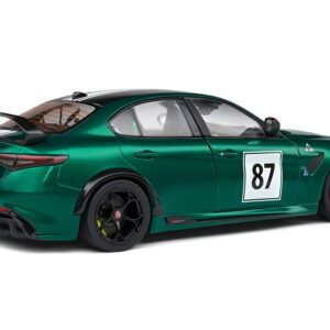 2021 Alfa Romeo Giulia GTA M #87 Green Metallic with Carbon Top and White Stripes “Nurburgring 1973” Tribute “Competition” Series 1/18 Diecast Model Car by Solido