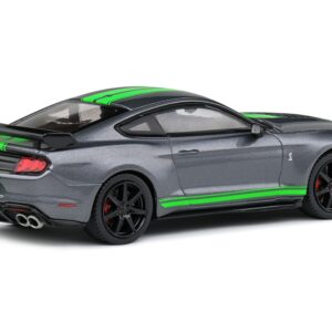 Shelby Mustang GT500 Fast Track Gray Metallic with Neon Green Stripes 1/43 Diecast Model Car by Solido