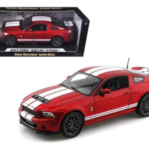 2013 Ford Shelby Mustang GT500 Metallic Red with White Stripes 1/18 Diecast Model Car by Shelby Collectibles