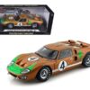 1966 Ford GT-40 MK 2 Gold #4 1/18 Diecast Car Model by Shelby Collectibles