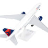 Boeing 777-200 Commercial Aircraft with Landing Gear “Delta Air Lines” (N709DN) White with Blue and Red Tail (Snap-Fit) 1/200 Plastic Model by Skymarks