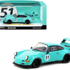 RWB Backdate #51 Turquoise Blue “RAUH-Welt BEGRIFF” 1/43 Diecast Model Car by Tarmac Works