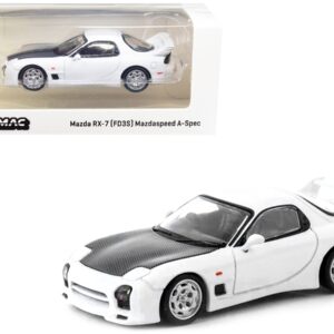 Mazda RX-7 (FD3S) Mazdaspeed A-Spec RHD (Right Hand Drive) Chaste White with Carbon Hood “Global64” Series 1/64 Diecast Model Car by Tarmac Works