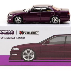 Toyota Mark II JZX100 “VERTEX” RHD (Right Hand Drive) Purple Metallic “Global64” Series 1/64 Diecast Model by Tarmac Works