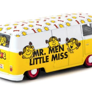 Volkswagen Type II (T1) Panel Van “Little Miss Sunshine” Yellow and White “Mr. Men & Little Miss” “Collab64” Series 1/64 Diecast Model Car by Schuco & Tarmac Works