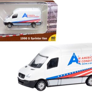 1990 Mercedes Benz Sprinter Van White “Air America Air Conditioning Heating & Refrigeration LLC” “TraxSide Collection” 1/87 (HO) Scale Diecast Model by Classic Metal Works