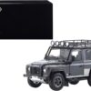 Land Rover Defender 90 with Roof Rack Dark Gray Metallic with Black Top and Chequer Plates 1/18 Diecast Model Car by Kyosho