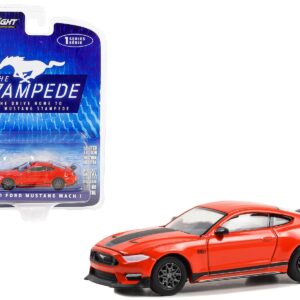 2021 Ford Mustang Mach 1 Race Red with Black Stripes “The Drive Home to the Mustang Stampede” Series 1 1/64 Diecast Model Car by Greenlight