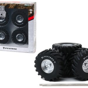 48-Inch Monster Truck “Firestone” Wheels & Tires 6 piece Set “Kings of Crunch” 1/18 by Greenlight