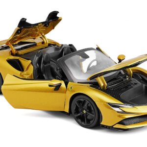 Ferrari SF90 Spider Gold Metallic “Race + Play” Series 1/18 Diecast Model Car by Bburago