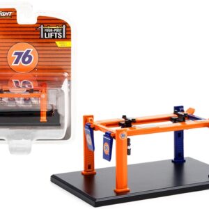 Adjustable Four-Post Lift “Union 76” Orange and Blue “Four-Post Lifts” Series 2 1/64 Diecast Model by Greenlight