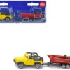 Jeep Yellow with Trailer and Boat Diecast Model by Siku