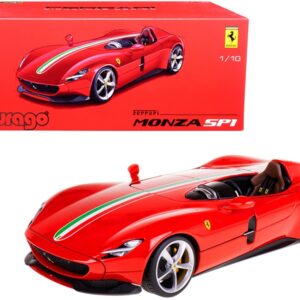 Ferrari Monza SP1 Red with Italian Flag Stripes “Signature Series” 1/18 Diecast Model Car by Bburago