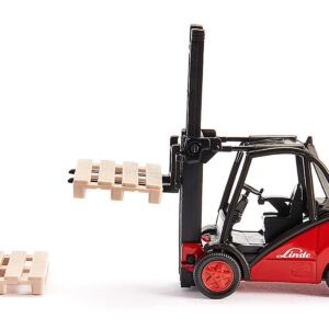 Linde Forklift Truck Red with 2 Pallet Accessories 1/50 Diecast Model by Siku