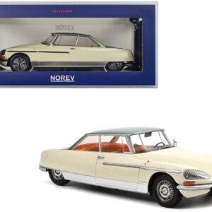 1968 Citroen DS 21 Le Leman Ivory and Green Metallic with Orange Interior 1/18 Diecast Model Car by Norev