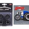 Drag Wheels and Tires Set of 4 Magnesium Finish from 1934 Altered Drag Coupe 1/18 by GMP