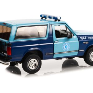 1996 Ford Bronco XLT Blue and Light Blue “Massachusetts State Police” “Artisan Collection” 1/18 Diecast Model Car by Greenlight