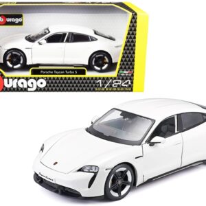 Porsche Taycan Turbo S White 1/24 Diecast Model Car by Bburago