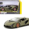 Lamborghini Sian FKP 37 Matt Green Metallic with Copper Wheels 1/24 Diecast Model Car by Bburago