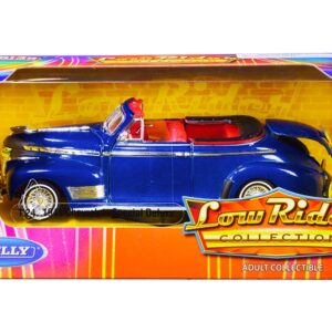 1941 Chevrolet Special Deluxe Convertible Candy Blue Metallic with Red Interior “Low Rider Collection” 1/24 Diecast Model Car by Welly