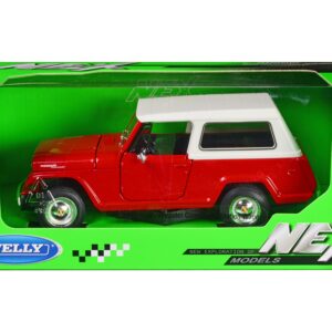 1967 Jeep Jeepster Commando Station Wagon Red with White Top “NEX Models” Series 1/24 Diecast Model Car by Welly