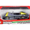 Ferrari Monza SP1 Silver Metallic with Yellow Stripes 1/24 Diecast Model Car by Bburago