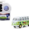 1964 Volkswagen Type 2 Samba Bus Hippie “Peace and Love” Light Green with Top Series 7 Club Vee Dub 1/64 Diecast Model Car by Greenlight