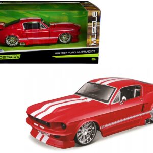 1967 Ford Mustang GT Red with White Stripes “Classic Muscle” “Maisto Design” Series 1/24 Diecast Model Car by Maisto