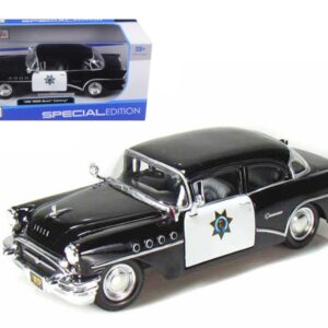 1955 Buick Century Police Car Black and White 1/26 Diecast Model Car by Maisto