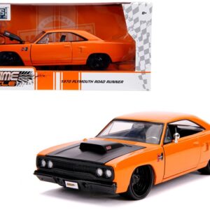 1970 Plymouth Road Runner Orange with Black Hood “Bigtime Muscle” 1/24 Diecast Model Car by Jada